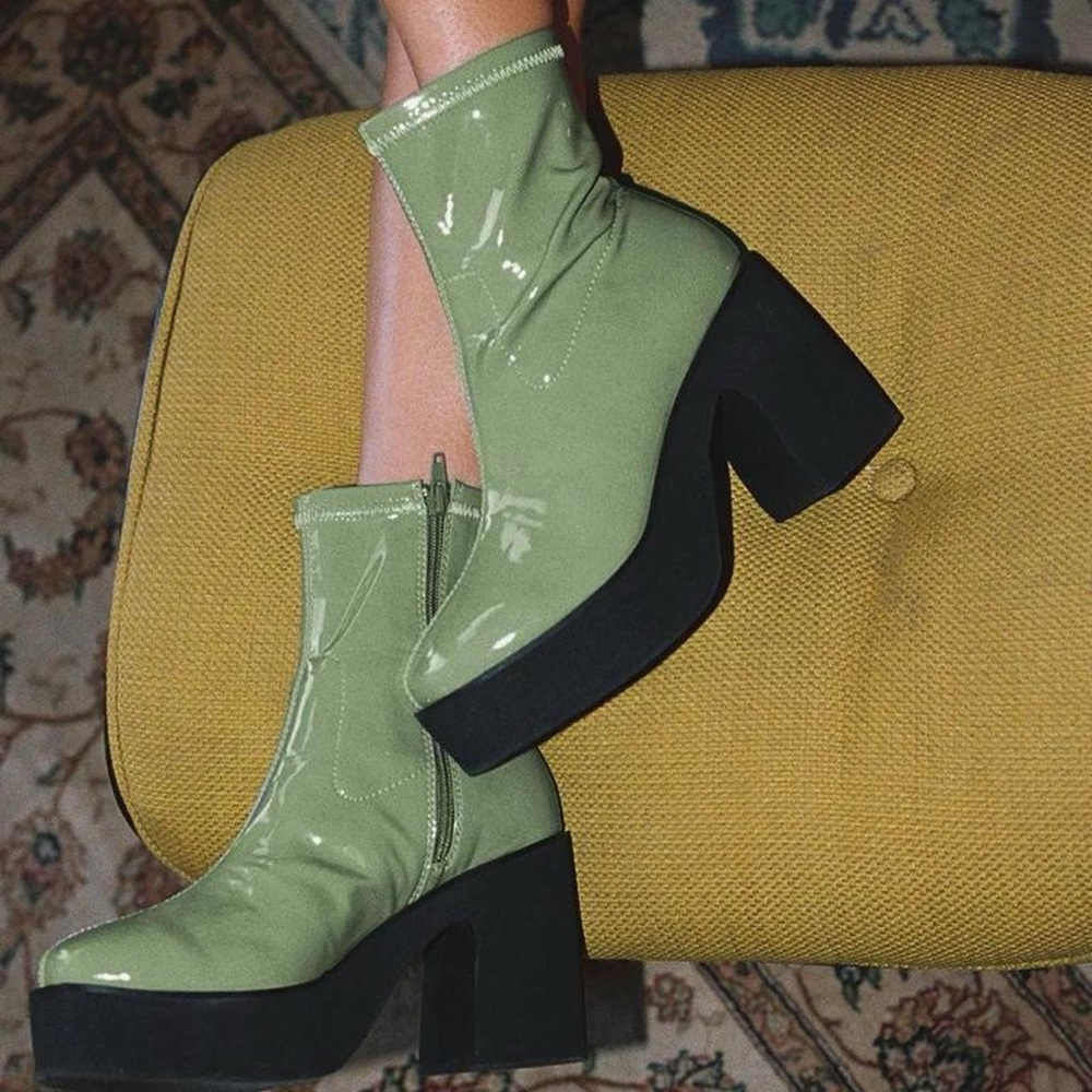 Princess Polly Stillwater Platform Boots in Green